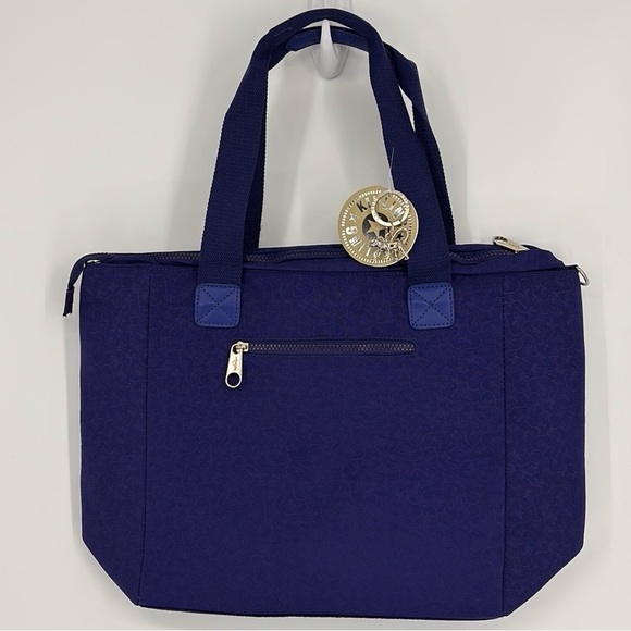 Kipling Zip-Top Tote with Adjustable Shoulder Strap Monkey Print Royal Blue NWT! - Picture 11 of 13